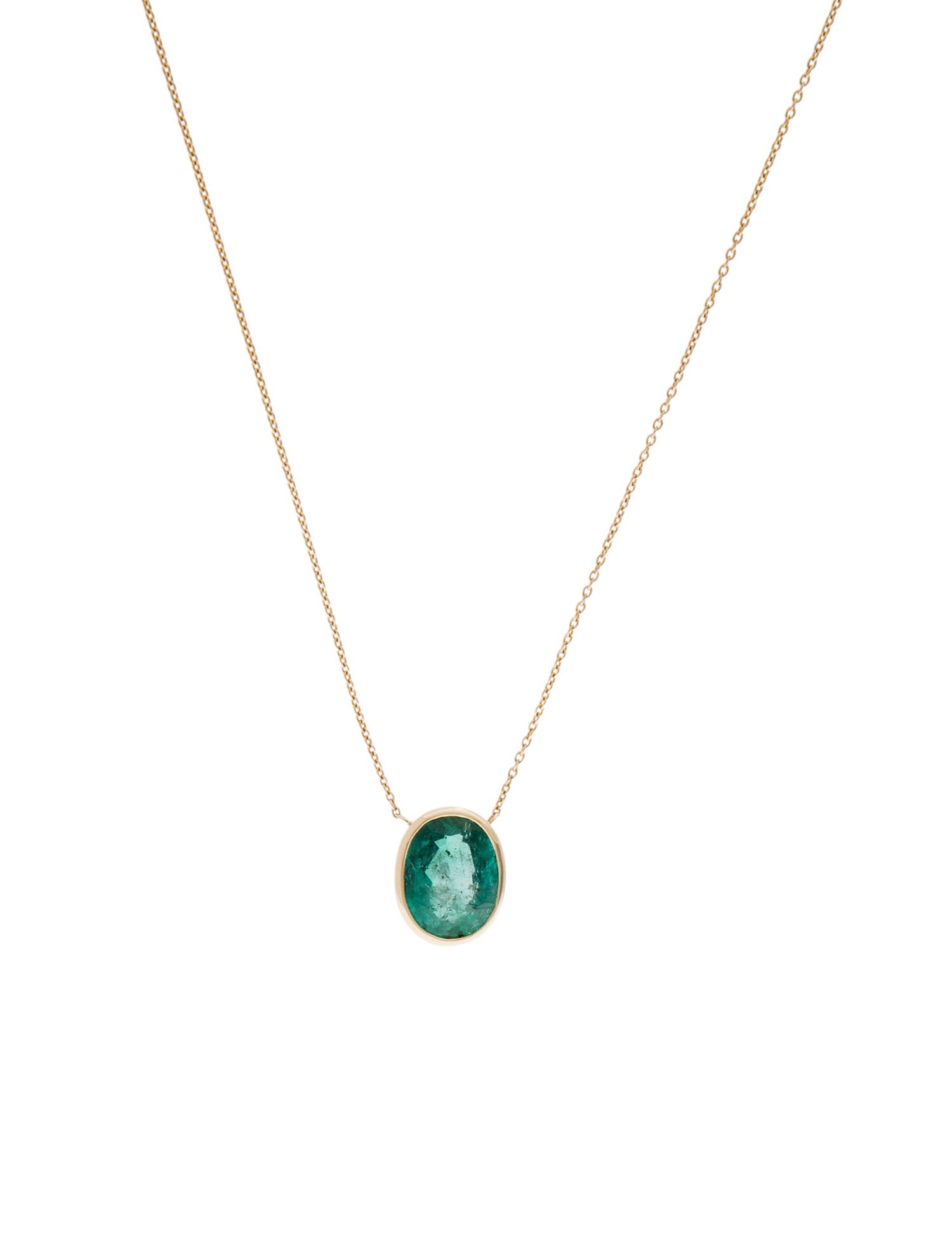 Jewelmak 14K 3.76ctw Emerald Pendant Necklace