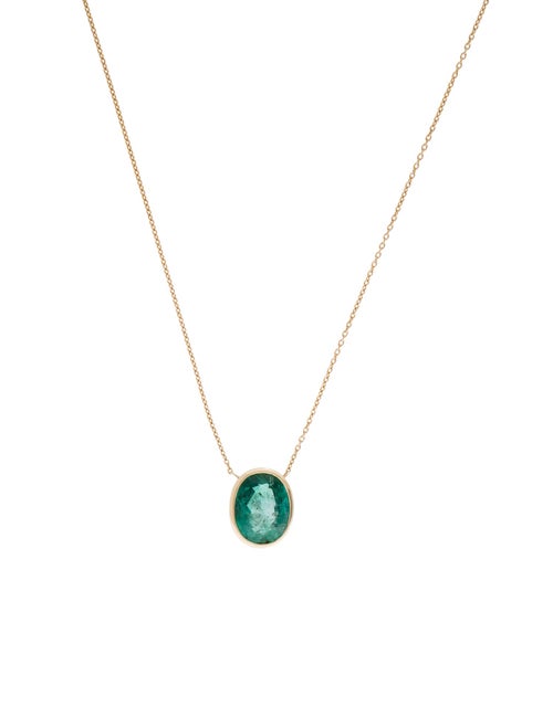 Jewelmak 14K 3.76ctw Emerald Pendant Necklace