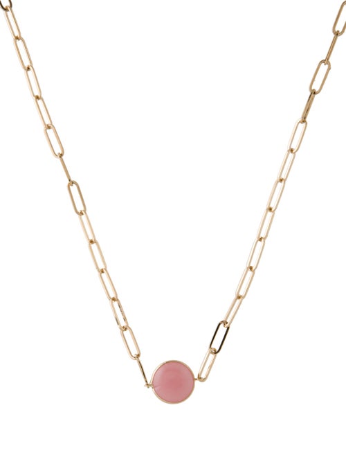 Jewelmak 14K 4.01ct Rose Quartz Pendant Necklace