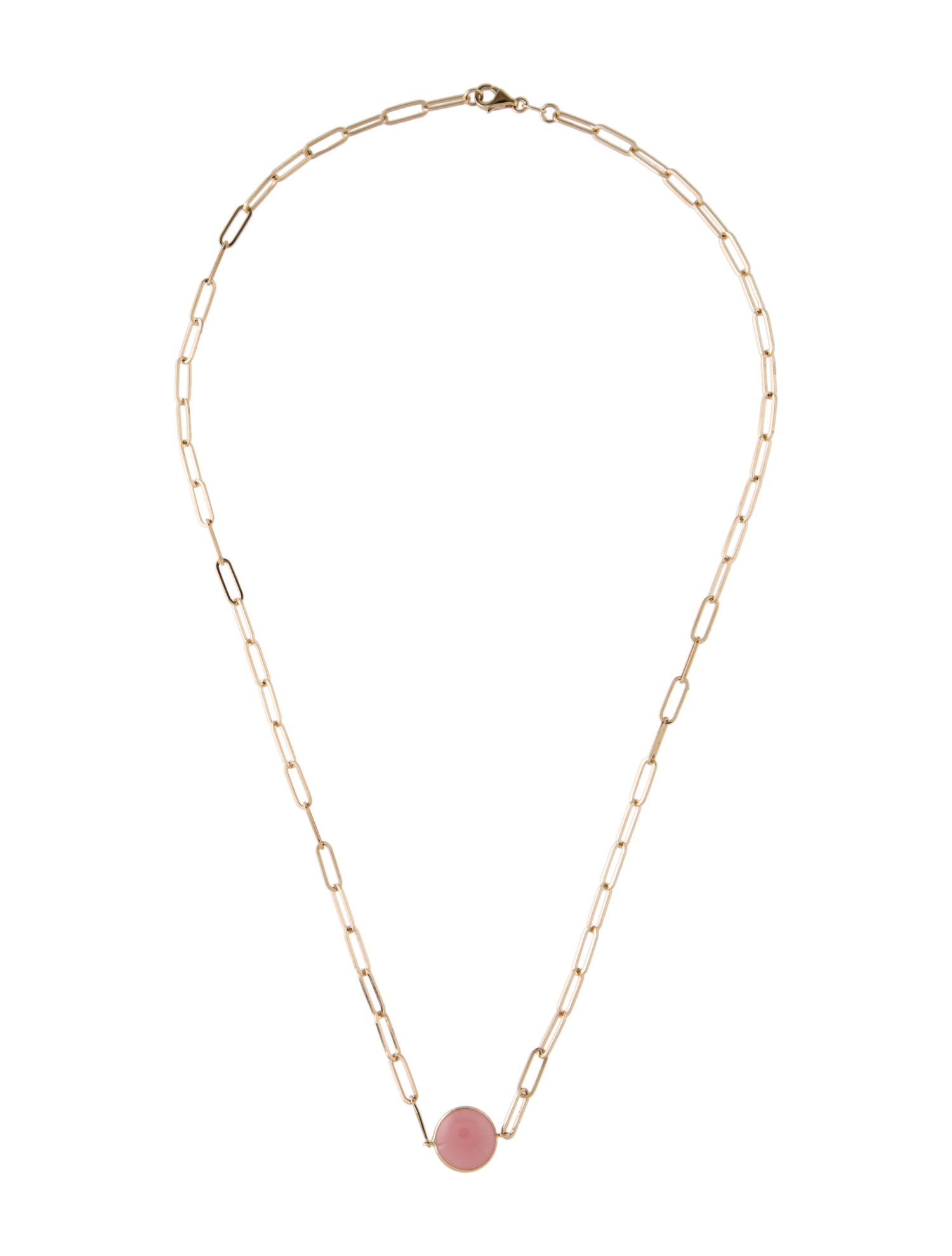 Jewelmak 14K 4.01ct Rose Quartz Pendant Necklace