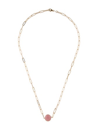 Jewelmak 14K 4.01ct Rose Quartz Pendant Necklace