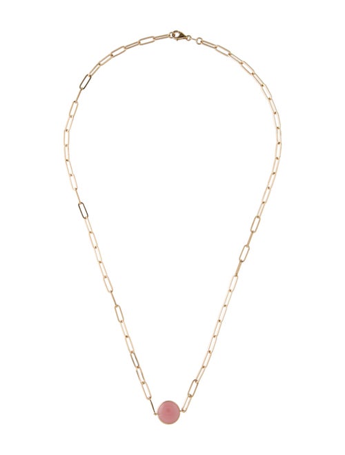 Jewelmak 14K 4.01ct Rose Quartz Pendant Necklace