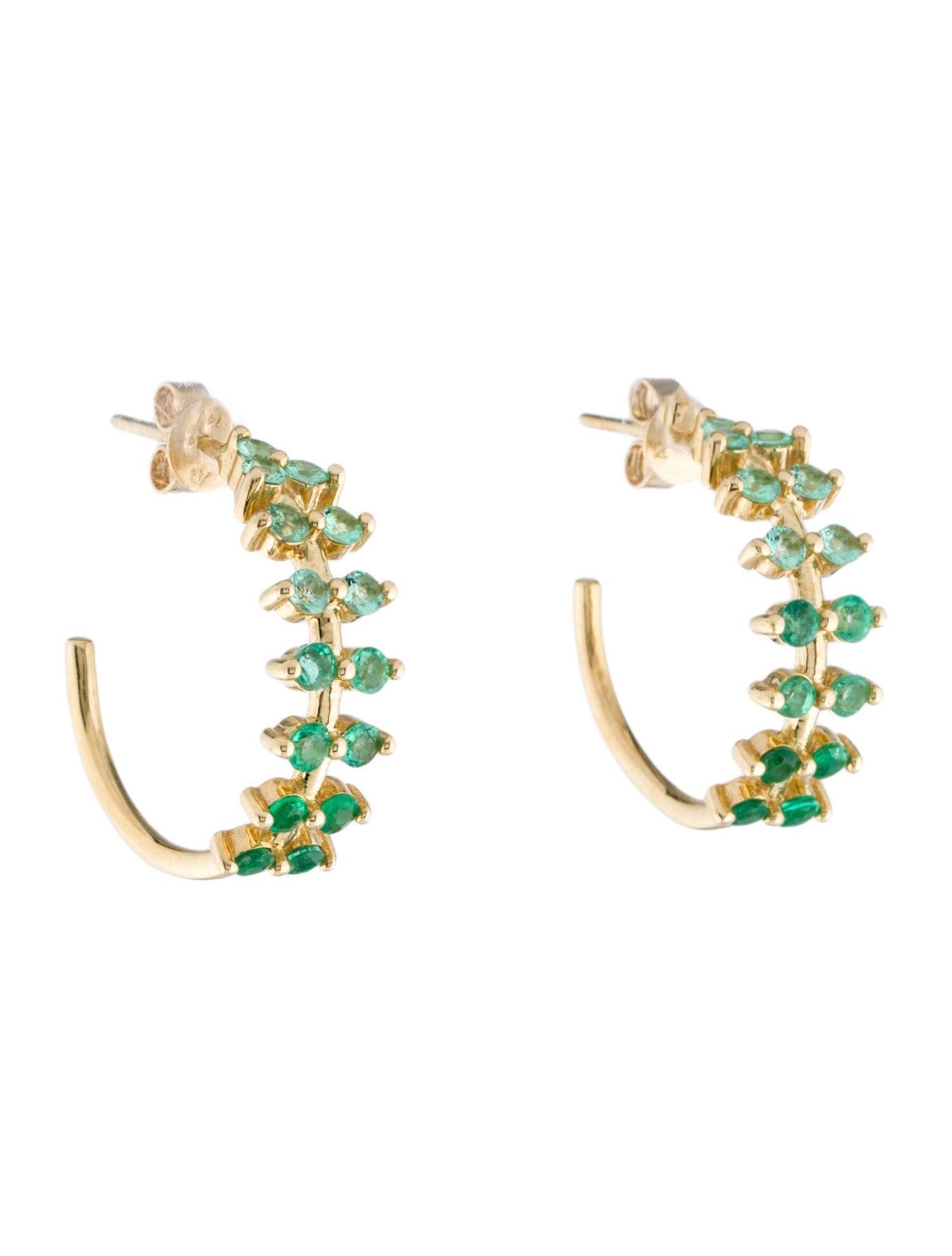 Jewelmak 14K Emerald Double Row Hoop Earrings