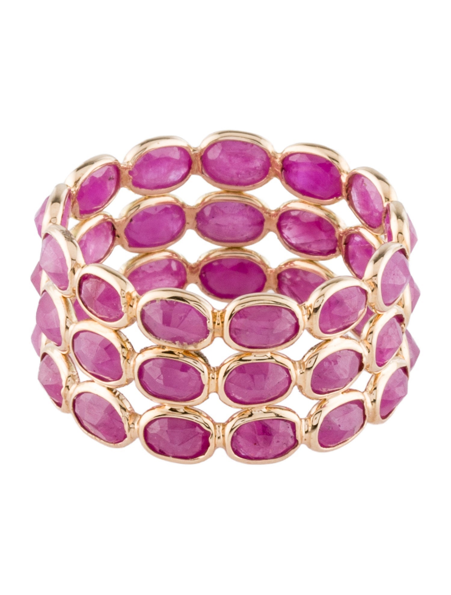 Jewelmak 14K 7.27ctw Ruby Triple Row Eternity Band