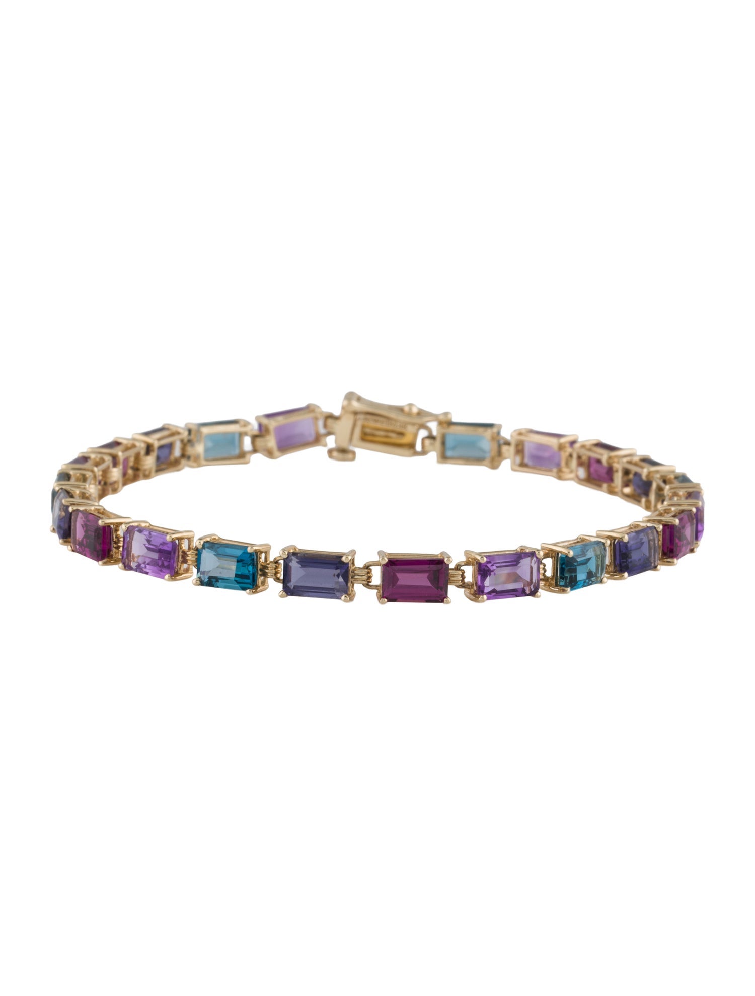 Jewelmak 14K Multistone Link Bracelet