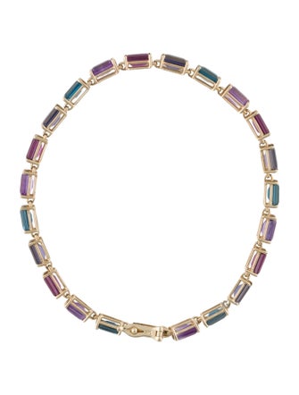 Jewelmak 14K Multistone Link Bracelet