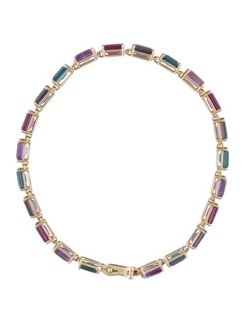 Jewelmak 14K Multistone Link Bracelet