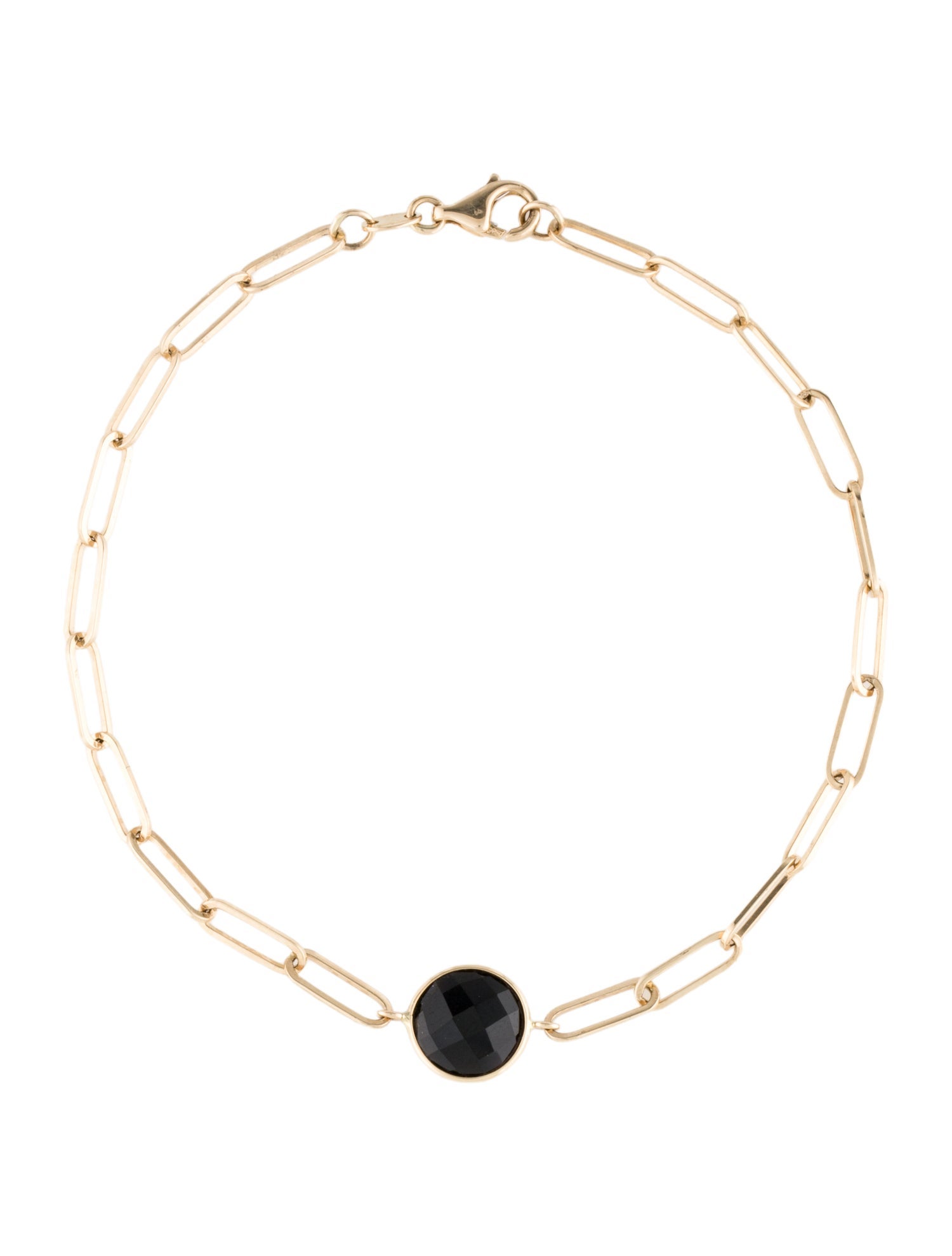 Jewelmak 14K Onyx Link Bracelet
