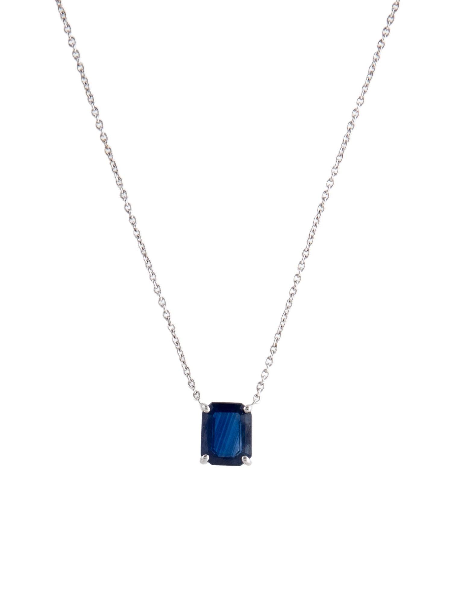 Jewelmak 14K 1.05ct Sapphire Pendant Necklace
