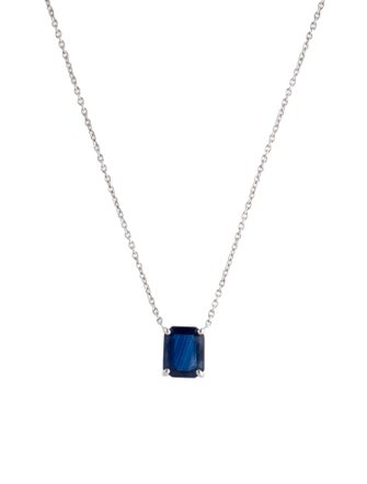 Jewelmak 14K 1.05ct Sapphire Pendant Necklace
