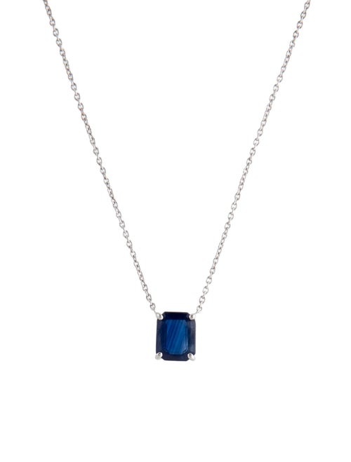 Jewelmak 14K 1.05ct Sapphire Pendant Necklace