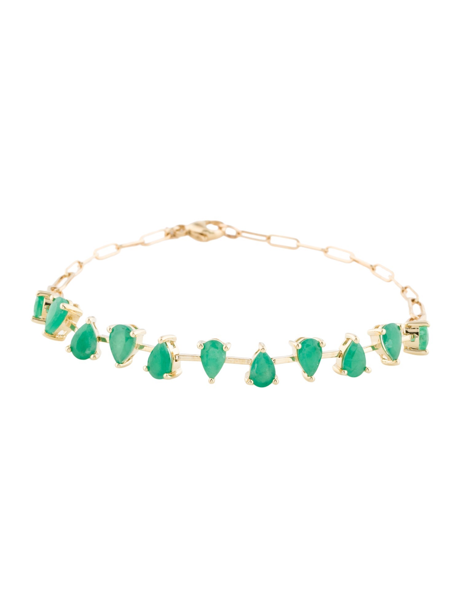 Jewelmak 14K 3.93ctw Emerald Station Bracelet