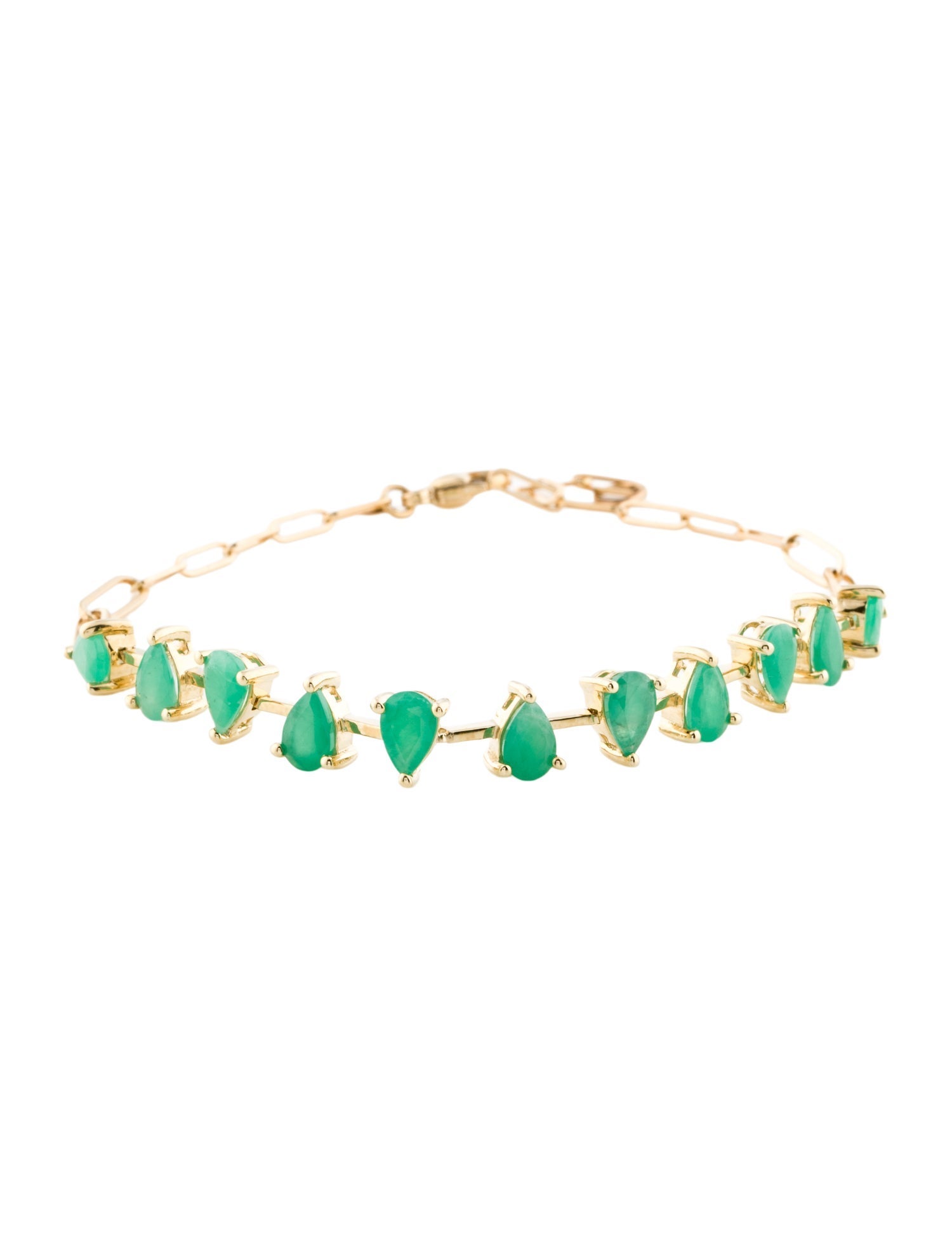 Jewelmak 14K 3.93ctw Emerald Station Bracelet