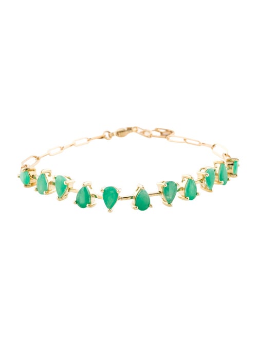 Jewelmak 14K 3.93ctw Emerald Station Bracelet