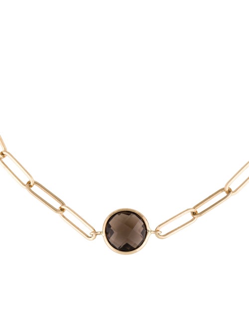 Jewelmak 14K Smoky Quartz Paper Clip Station Bracelet