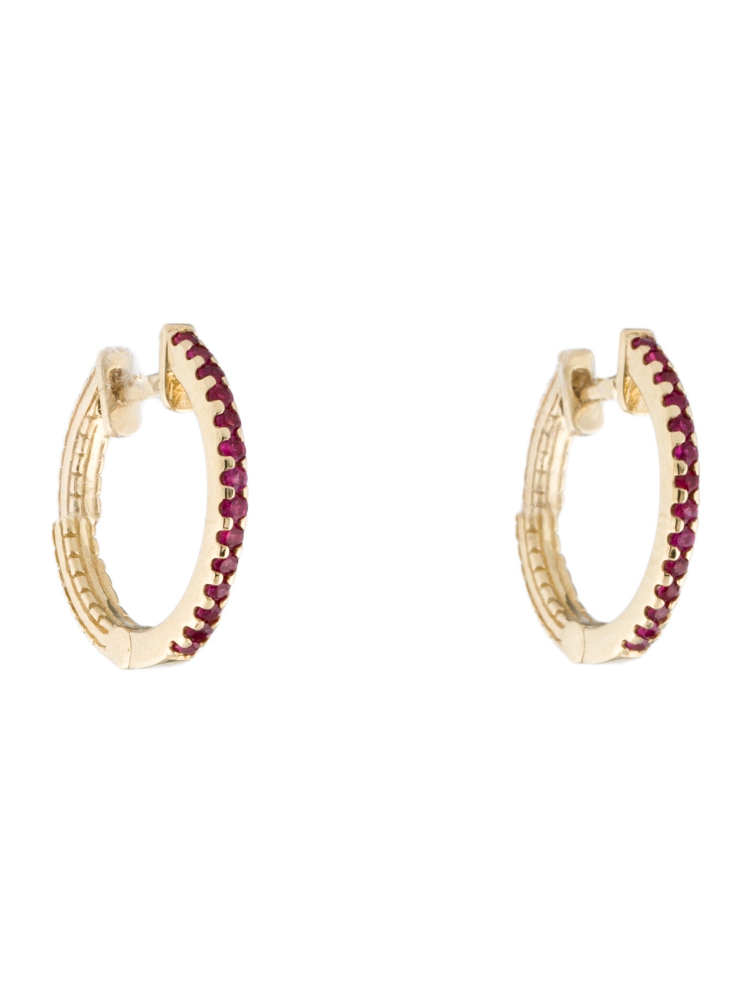 Jewelmak 14K Ruby Hoop Earrings