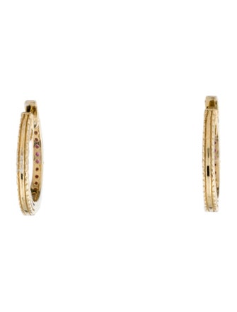 Jewelmak 14K Ruby Hoop Earrings