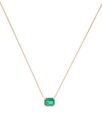 Jewelmak 14K 1.43ct Emerald Pendant Necklace