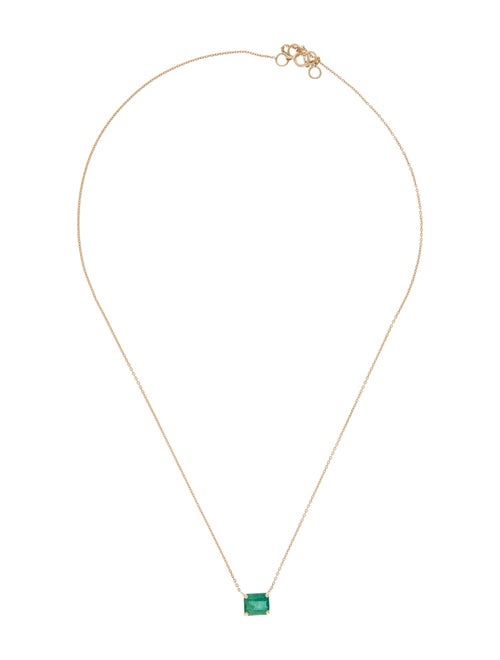 Jewelmak 14K 1.43ct Emerald Pendant Necklace