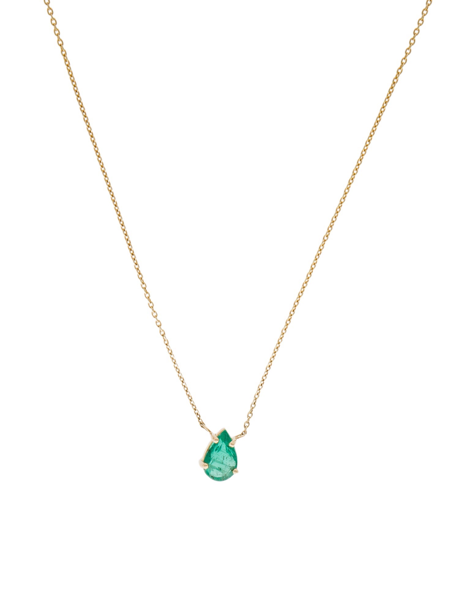 Jewelmak 14K Emerald Pendant Necklace