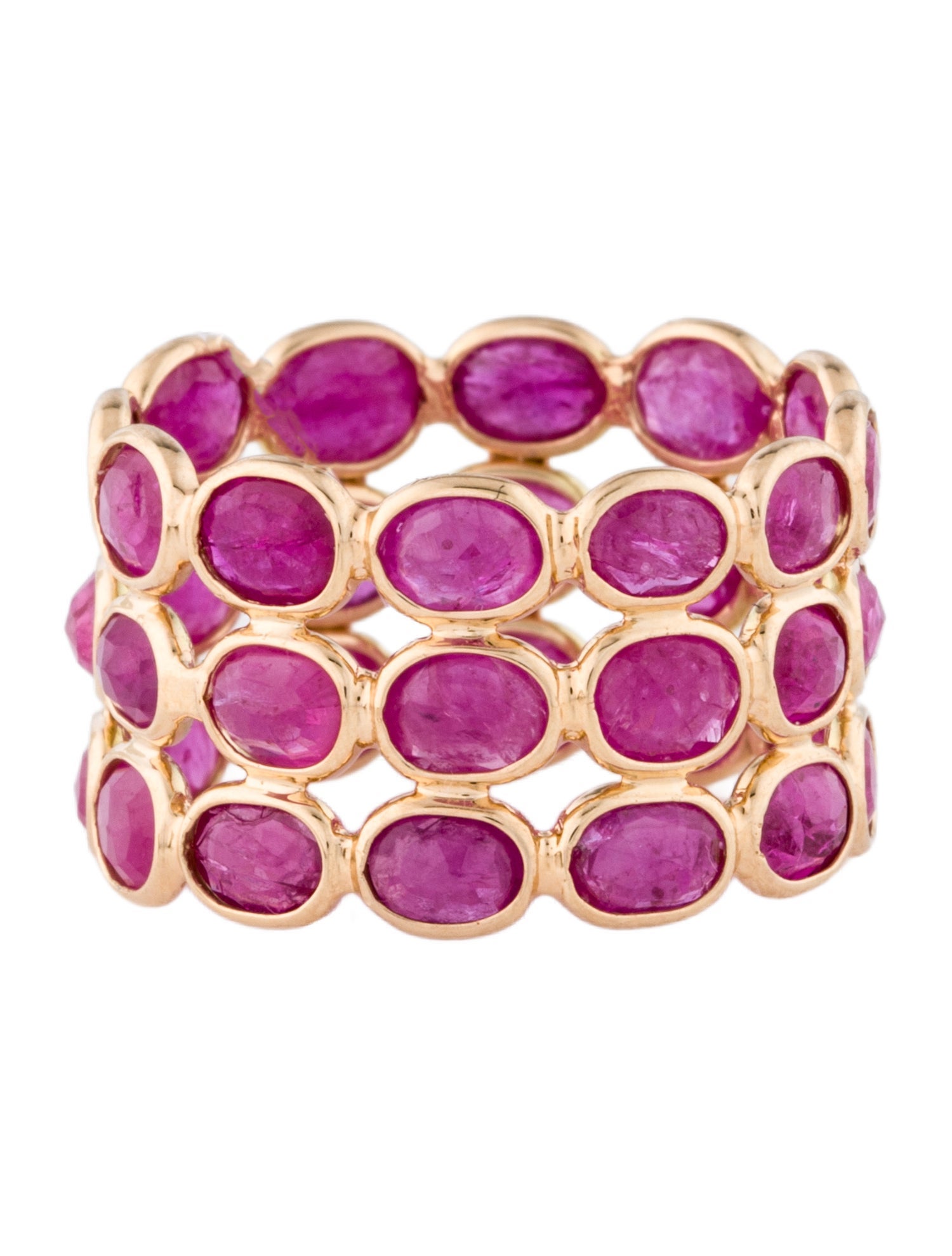 Jewelmak 14K 6.12ctw Ruby Triple Row Eternity Band