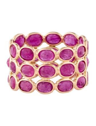 Jewelmak 14K 6.12ctw Ruby Triple Row Eternity Band