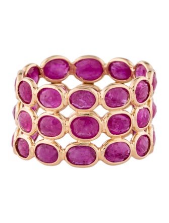 Jewelmak 14K 6.12ctw Ruby Triple Row Eternity Band