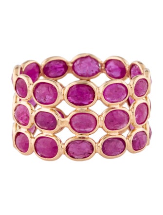 Jewelmak 14K 6.12ctw Ruby Triple Row Eternity Band