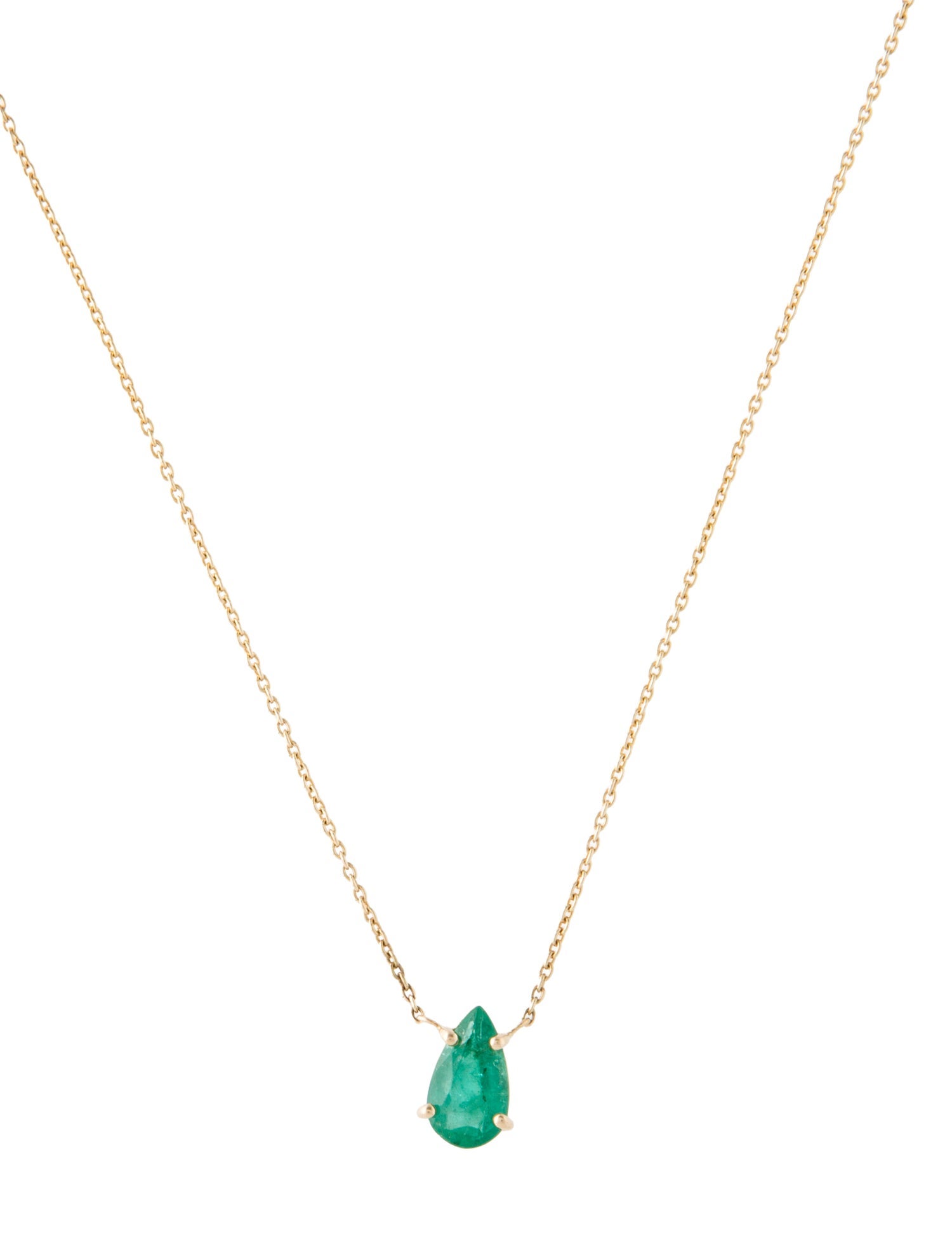 Jewelmak 14K Emerald Pendant Necklace