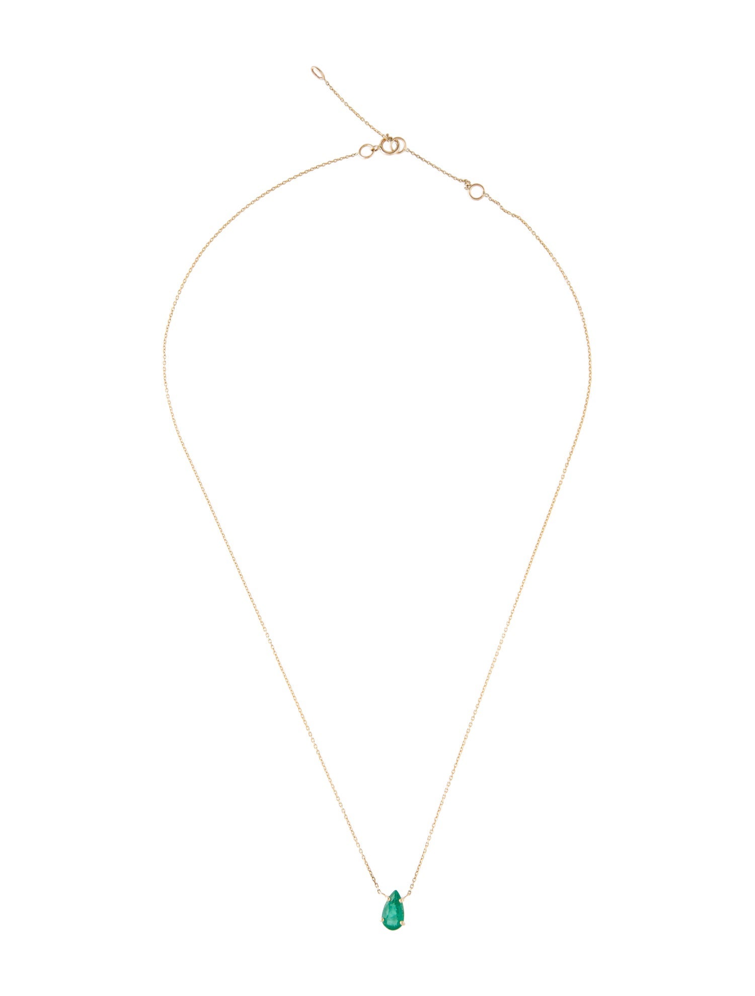 Jewelmak 14K Emerald Pendant Necklace