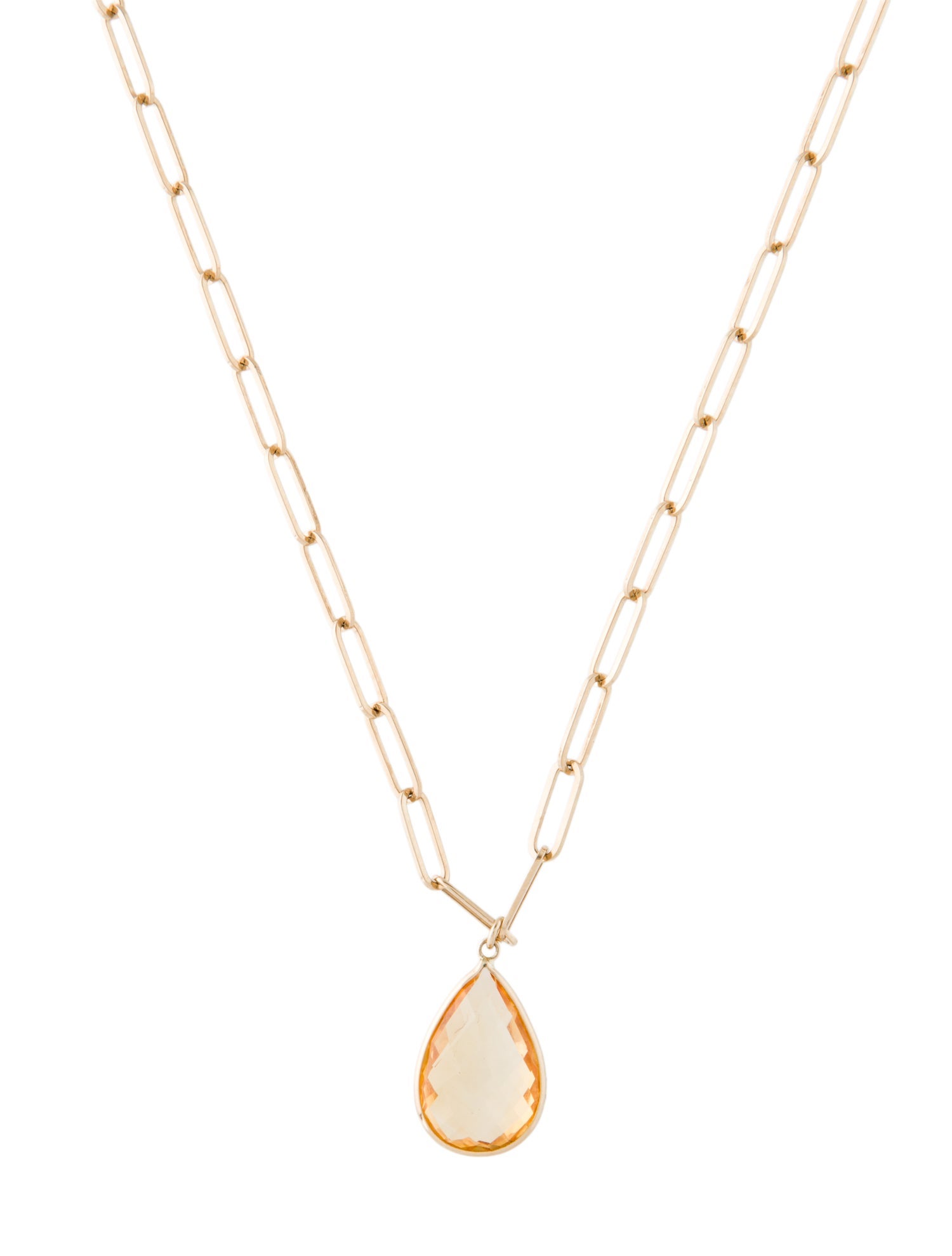 Jewelmak 14K Citrine Pendant Necklace