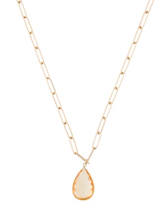Jewelmak 14K Citrine Pendant Necklace