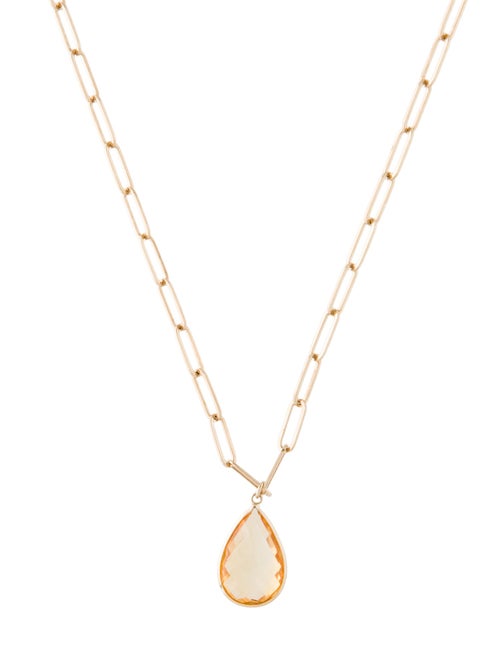 Jewelmak 14K Citrine Pendant Necklace