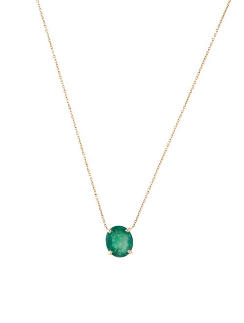 Jewelmak 14K 3.05ct Emerald Pendant Necklace