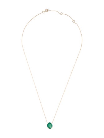 Jewelmak 14K 3.05ct Emerald Pendant Necklace