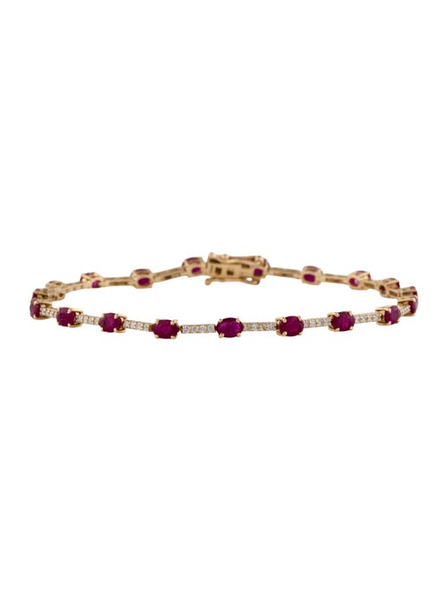Jewelmak 14K 3.02ctw Ruby & Diamond Station Bracelet