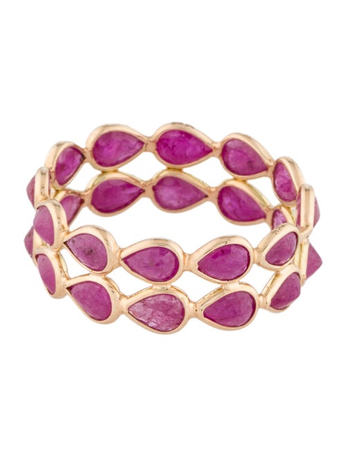 Jewelmak 14K 4.36ctw Glass-Filled Ruby Double Row Eternity Band