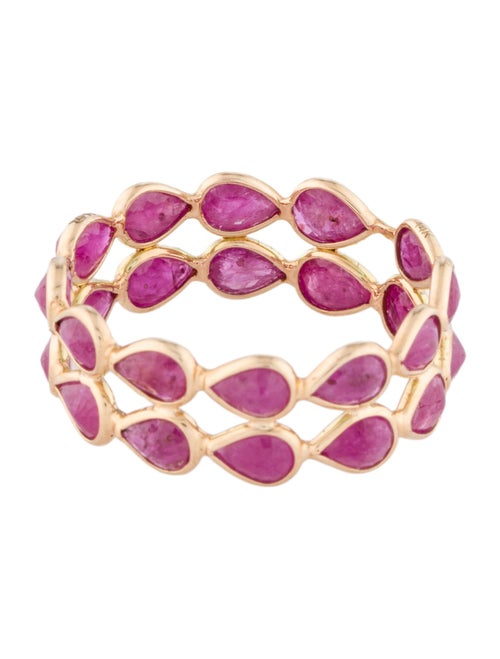 Jewelmak 14K 4.36ctw Glass-Filled Ruby Double Row Eternity Band