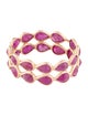 Jewelmak 14K 4.36ctw Glass-Filled Ruby Double Row Eternity Band