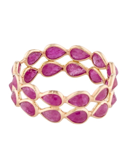 Jewelmak 14K 4.36ctw Glass-Filled Ruby Double Row Eternity Band