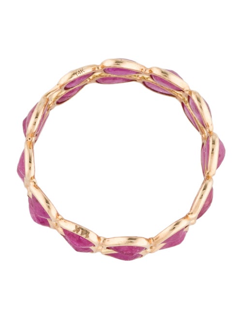 Jewelmak 14K 4.36ctw Glass-Filled Ruby Double Row Eternity Band