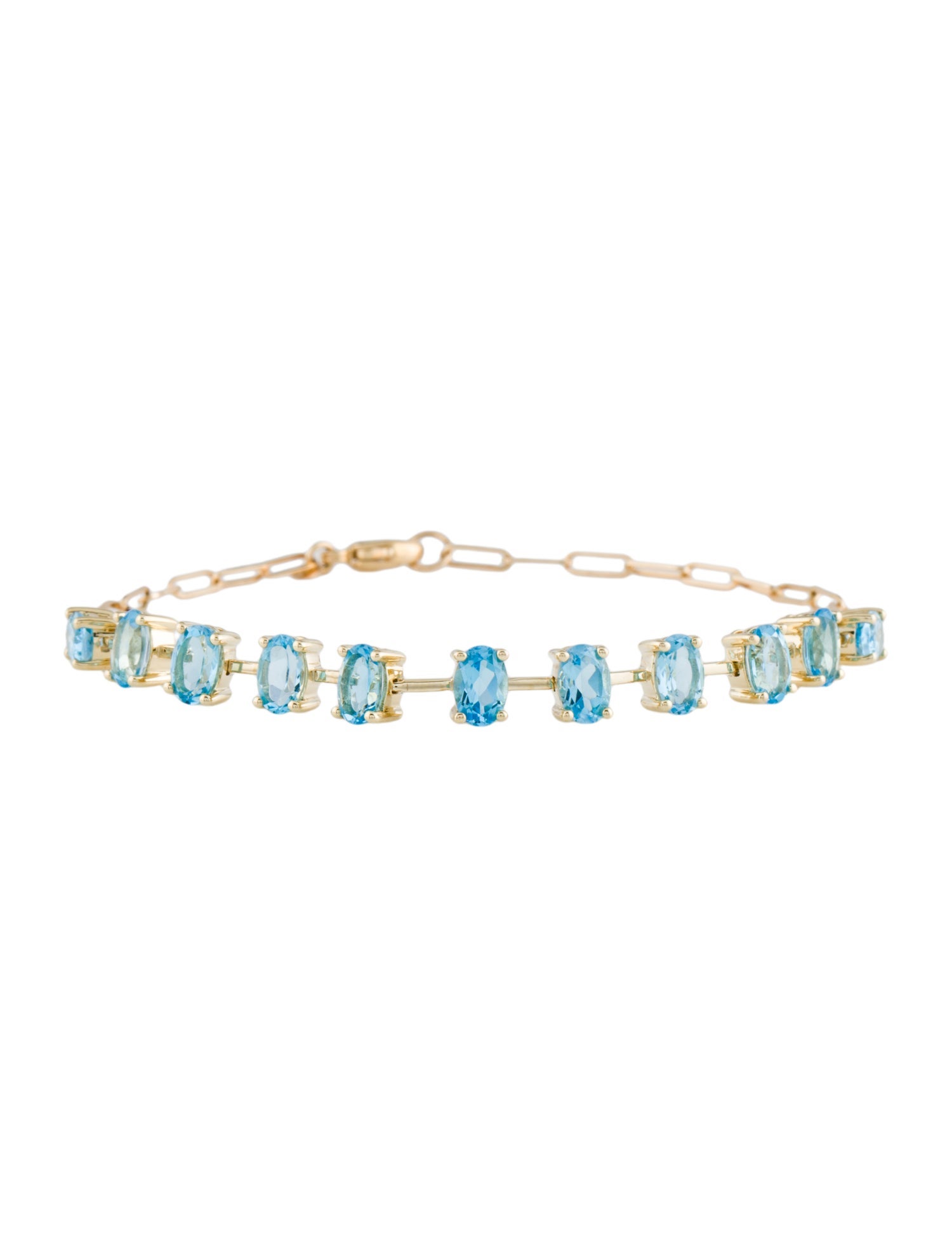 Jewelmak 14K 6.07ctw Topaz Station Bracelet