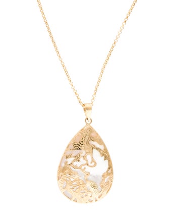 Jewelmak 14K Mother of Pearl Pendant Necklace