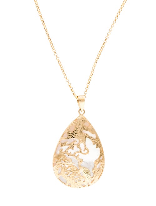 Jewelmak 14K Mother of Pearl Pendant Necklace