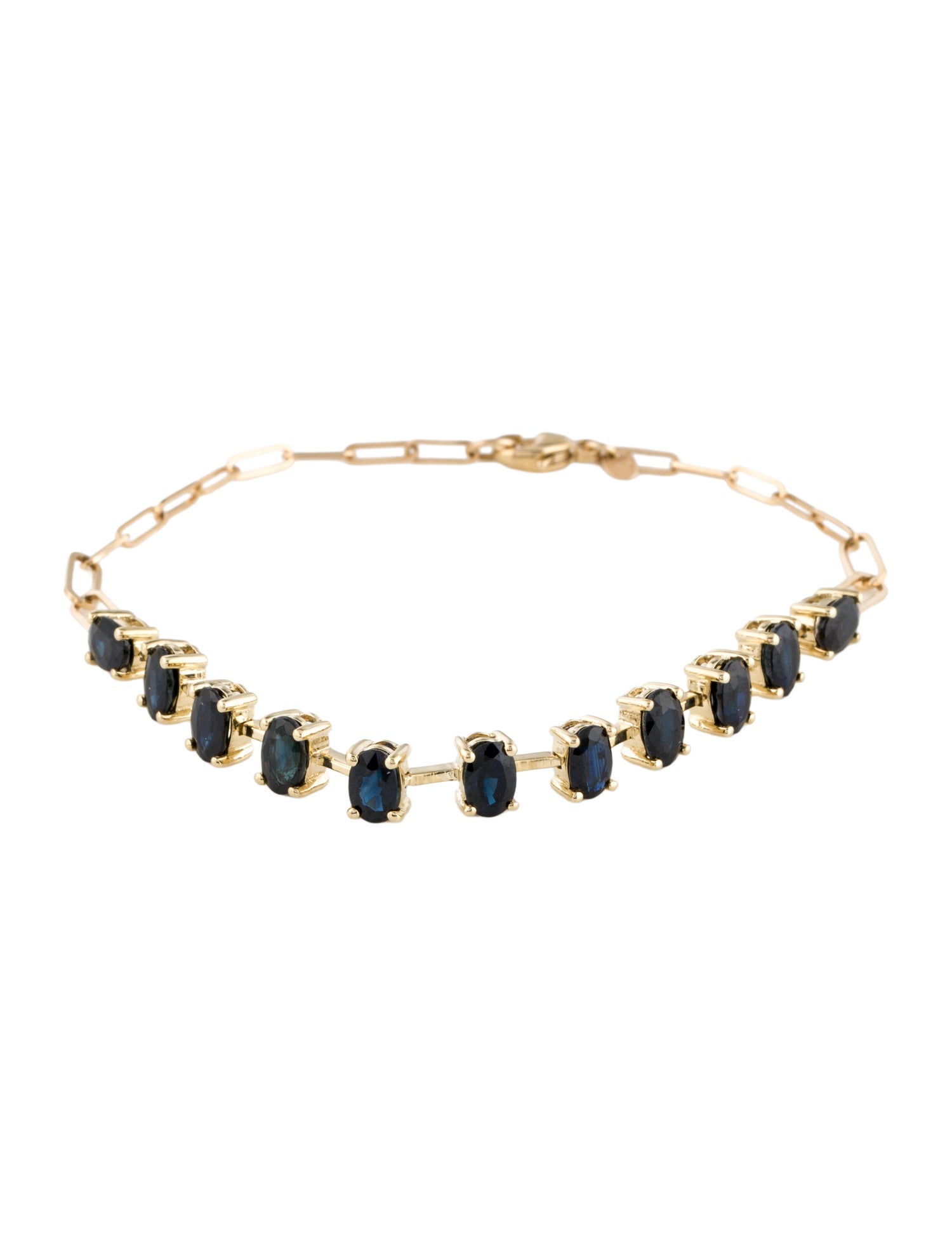 Jewelmak 14K 6.16ctw Sapphire Link Bracelet