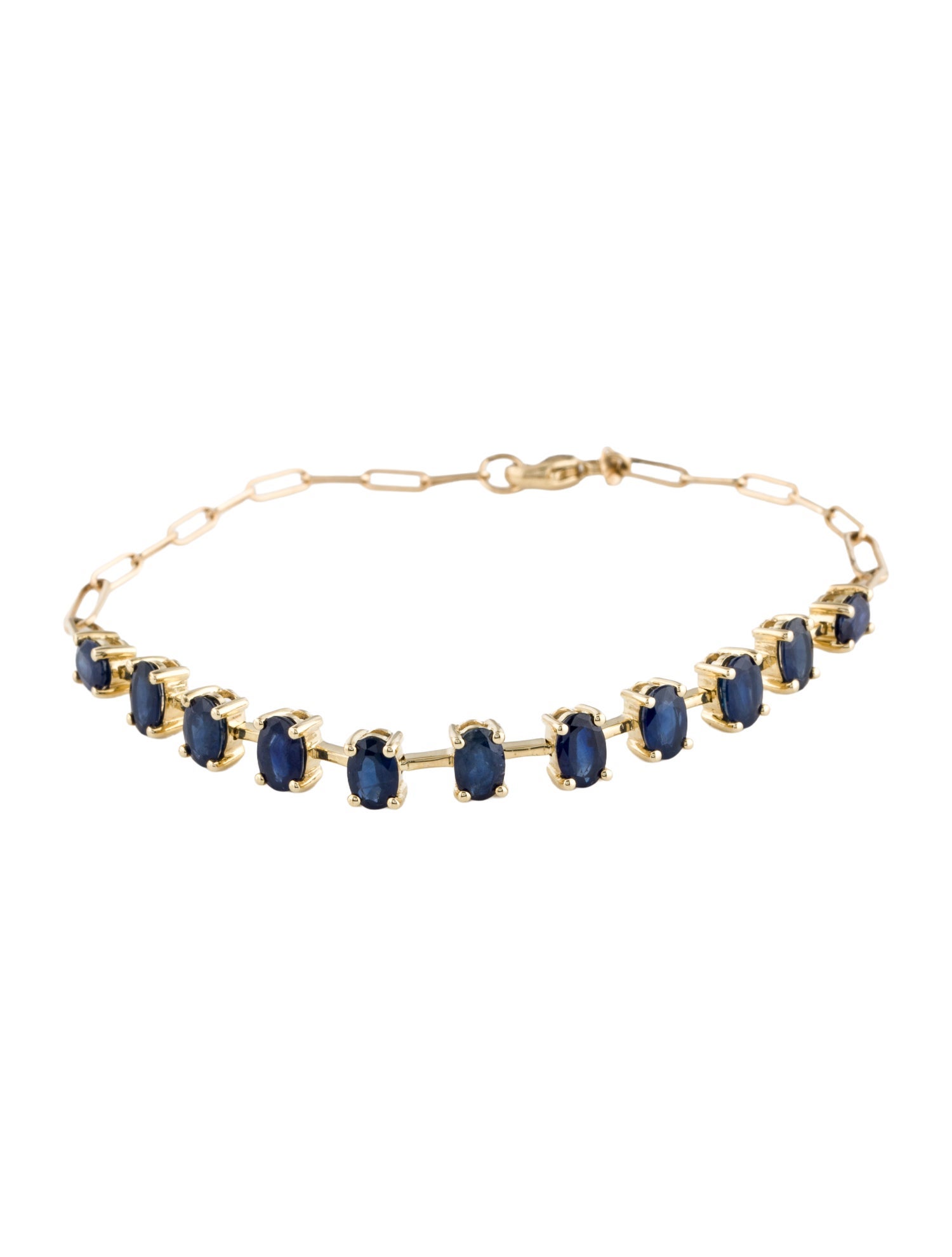 Jewelmak 14K 6.16ctw Sapphire Link Bracelet