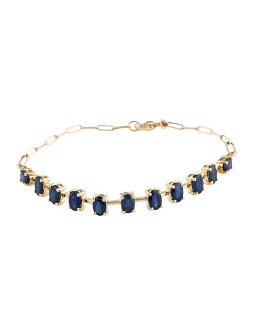Jewelmak 14K 6.16ctw Sapphire Link Bracelet