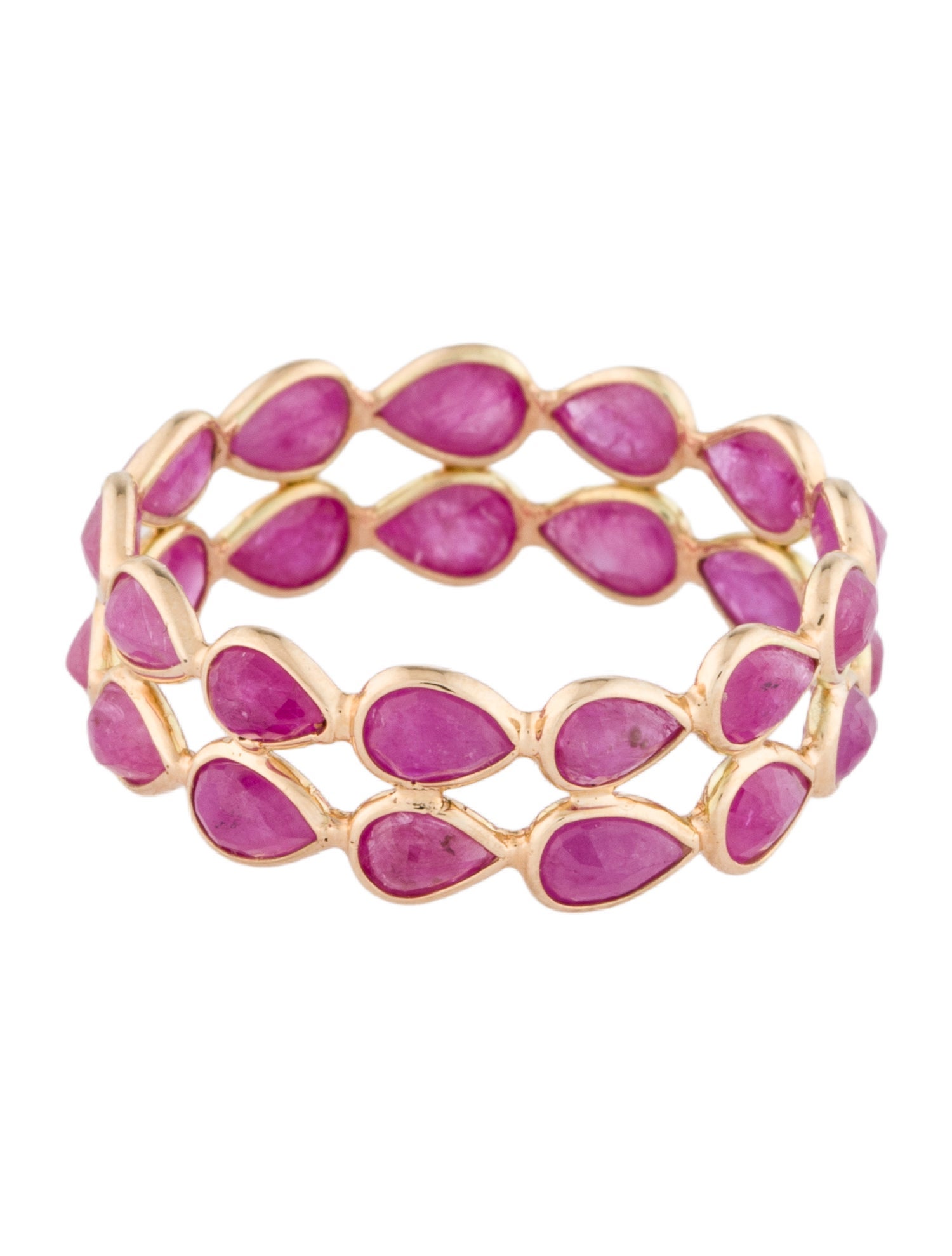 Jewelmak 14K 5.13ctw Glass-Filled Ruby Double Row Eternity Band