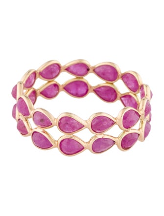 Jewelmak 14K 5.13ctw Glass-Filled Ruby Double Row Eternity Band