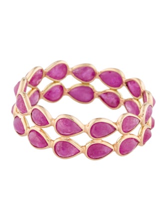 Jewelmak 14K 5.13ctw Glass-Filled Ruby Double Row Eternity Band